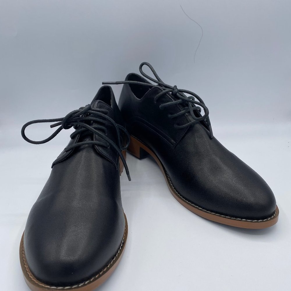 Black Oxford Flats Low Heel Pointy Toe Classic
